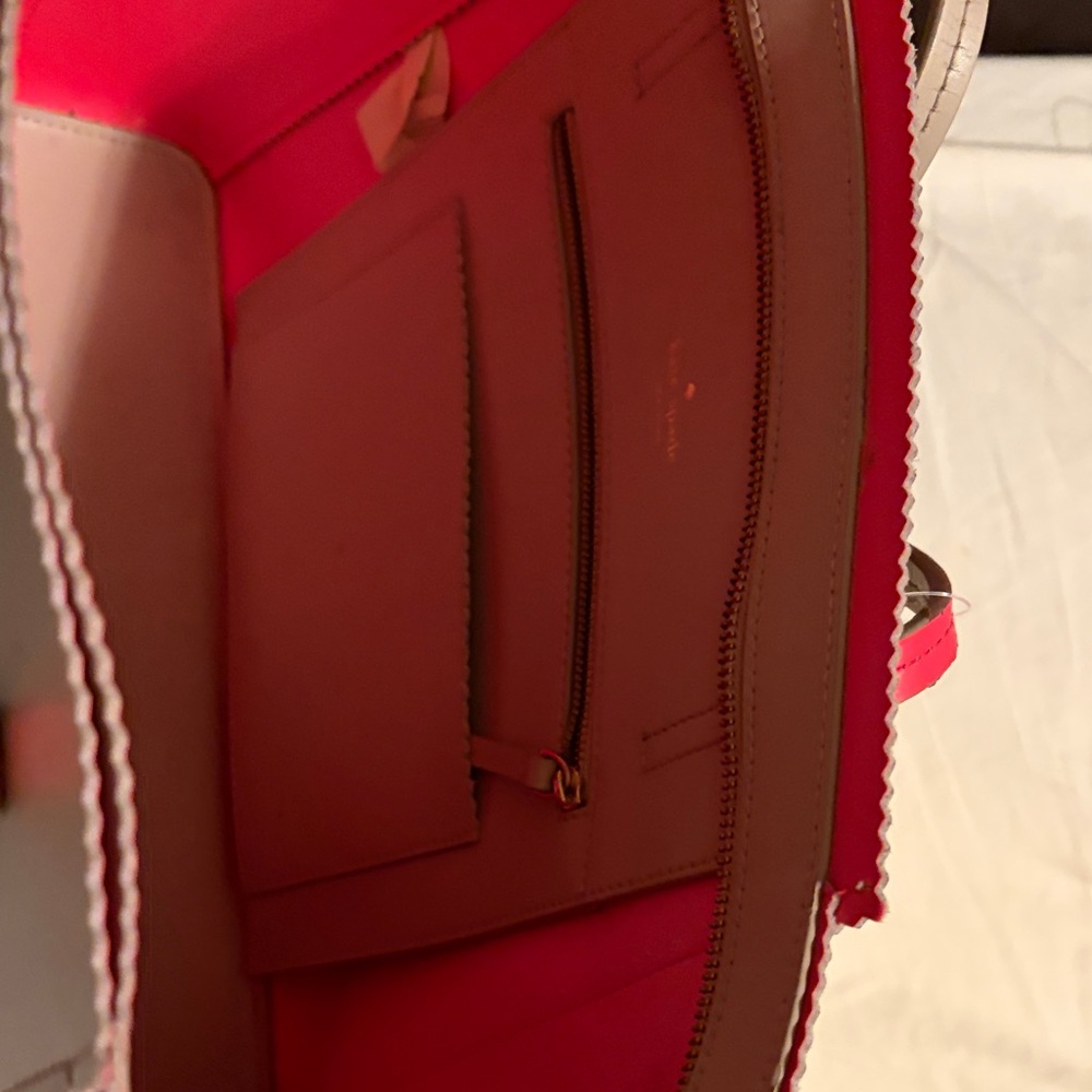 kate spade Taupe Tote with Pink Accent Charm - Picture 4 of 6